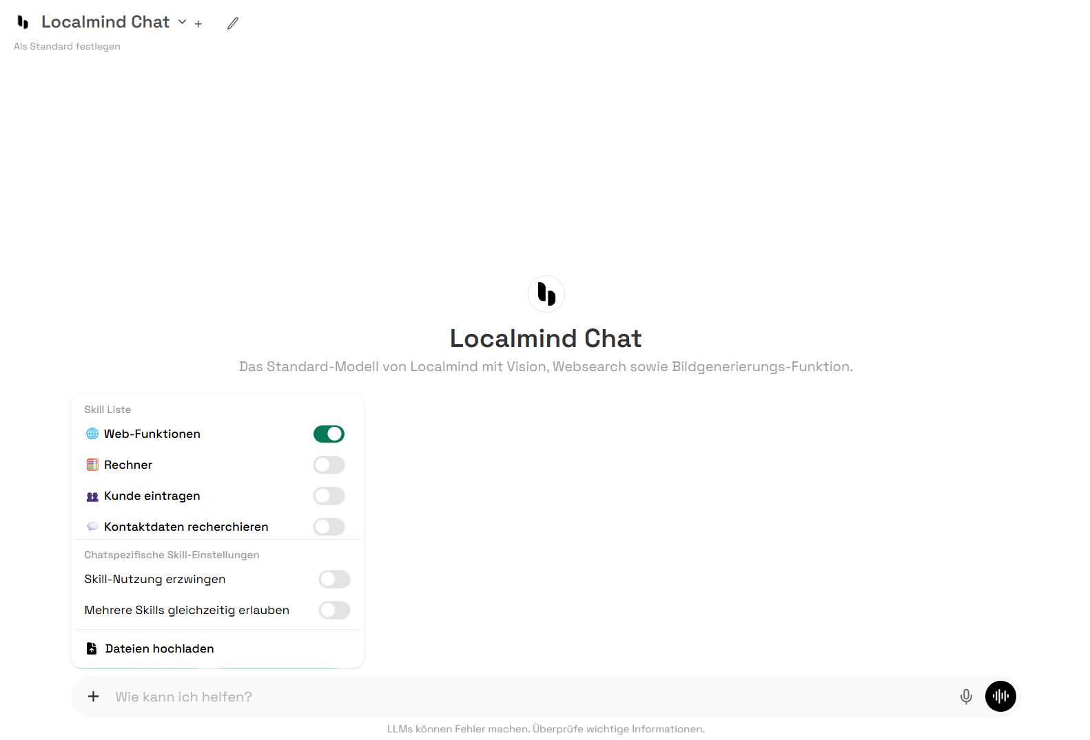 Vorgefertigte Tools & Skills von Localmind nutzen