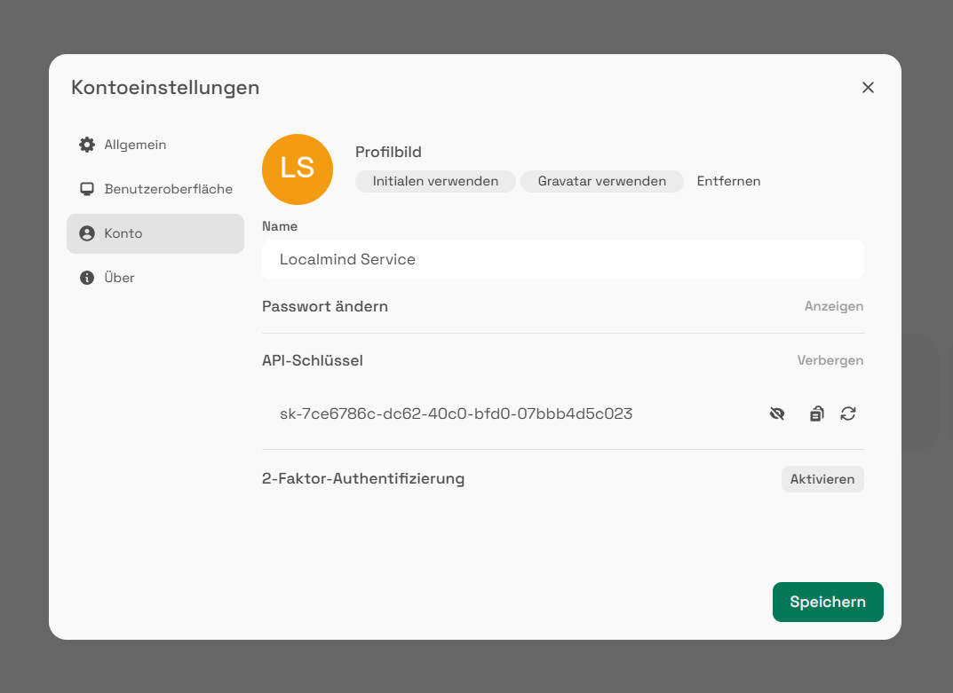 API-Key Generierung Localmind