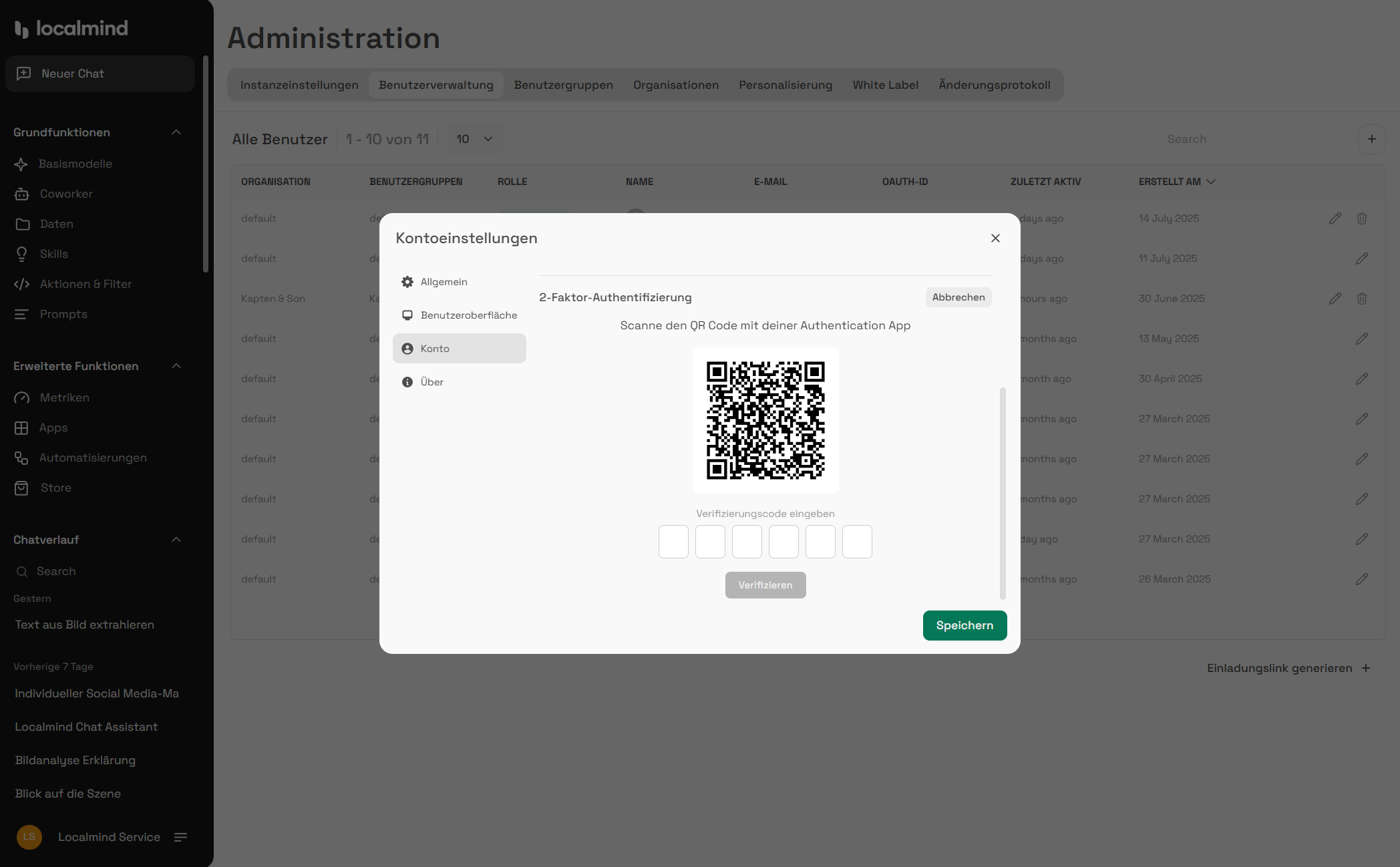 2-Faktor-Authentifizierung mit Localmind